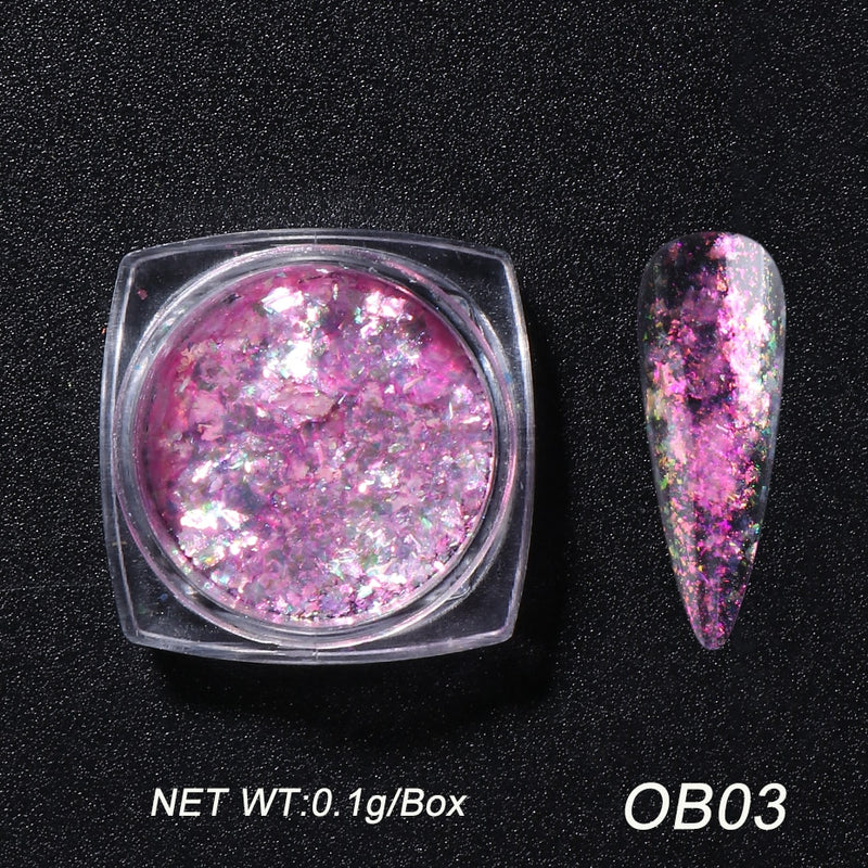 Crystal Fire Opal Flakes Nail Sequins Purple Holographic Glitter DIY Chrome Powder for Spring Nails Manicure Paillettes GL1857