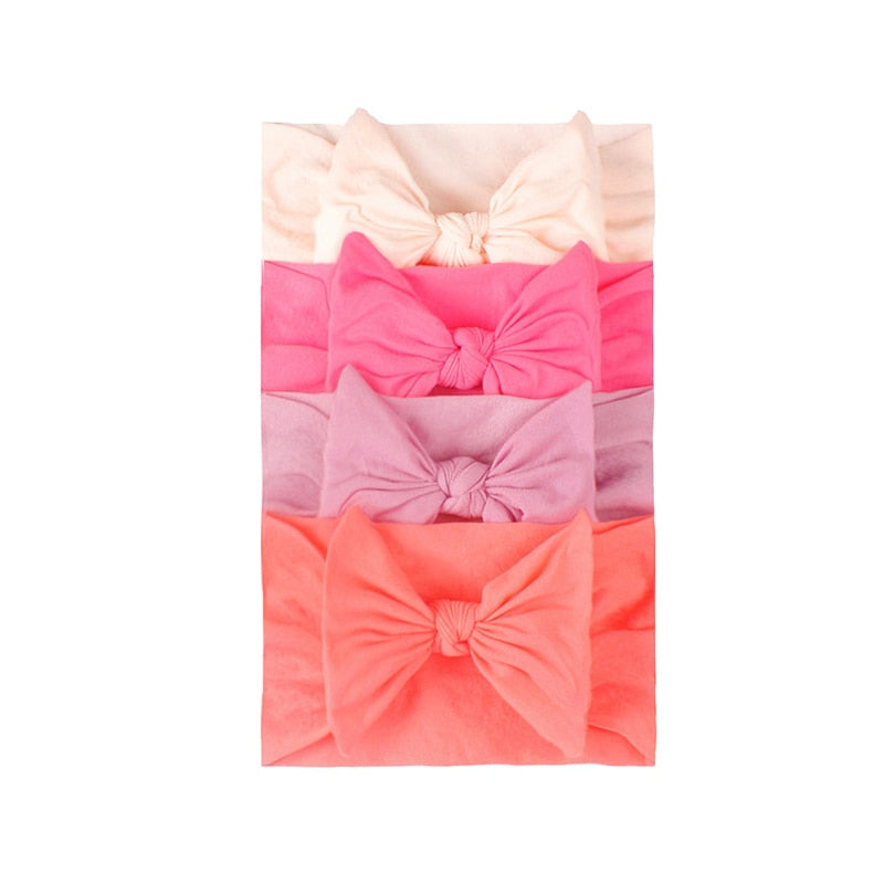 3/4/5/6Pcs/set Cute Bowknot Baby Headband Turban Solid Color Newborn Baby Girls Elastic Hair Bands Soft Nylon Hair Accessories