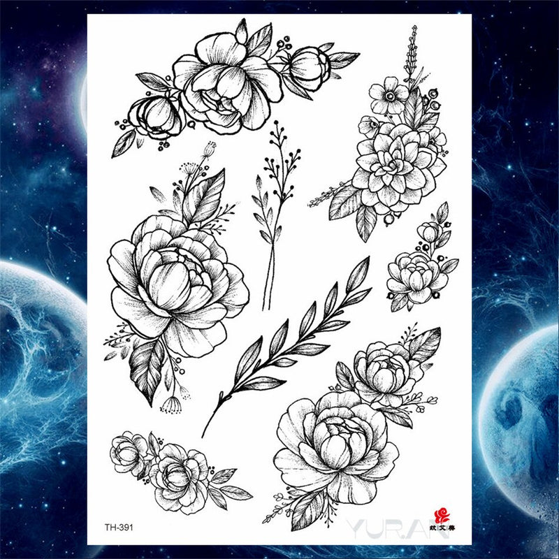 Girls Bracelet Chains Rose Tattoo Stickers Butterfly Body Arm Totem Tattoos Temporary Women Wrist Sexy Black Fake Tatoos