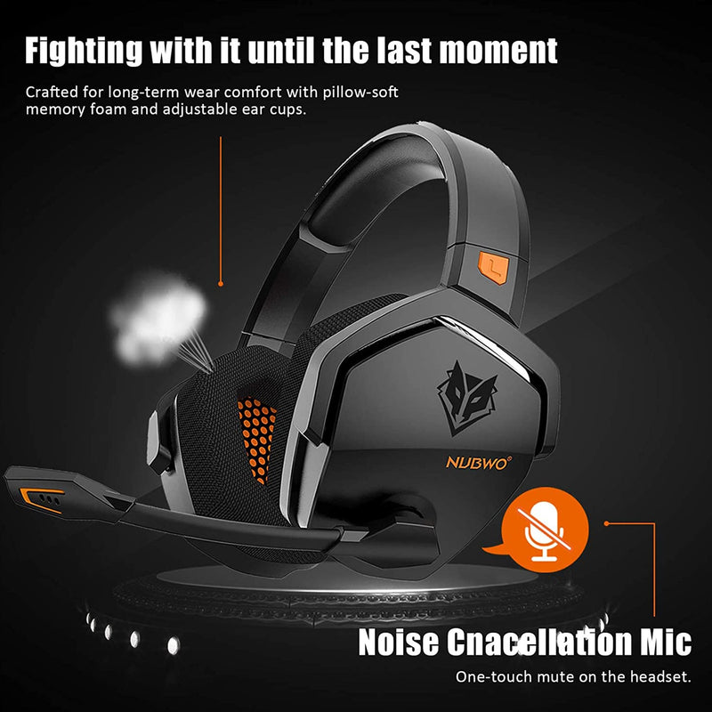 NUBWO G06 2.4G Wireless Gaming Headset 3.5mm Wired Sport Earphone Over Ear Headset Noise Reduction with Mic for PS5 PS4 Laptop