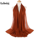Muslim 2021 New Chiffon Hijab Scarf Women Solid Color Soft Long Shawls and Wraps Islamic Head Scarves Fashion turbante mujer