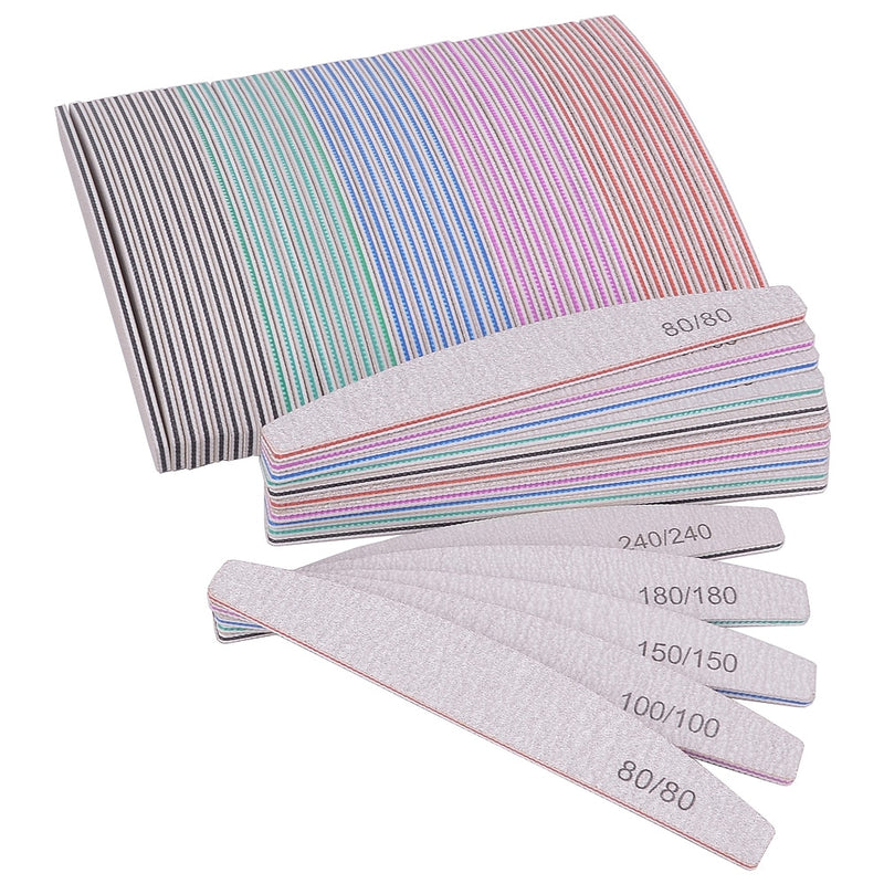 3/5/10Pcs Professional Nail File Sandpaper Strong Thick Nail Files Buffer For Manicure Sanding Half Moon Lime Nail Tools 100/180