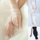 Fashion Long Sheer Tulle Gloves Ultra Thin Stretchy Full Finger Mittens Mesh Elbow Wedding Bride Gloves Halloween Accessory