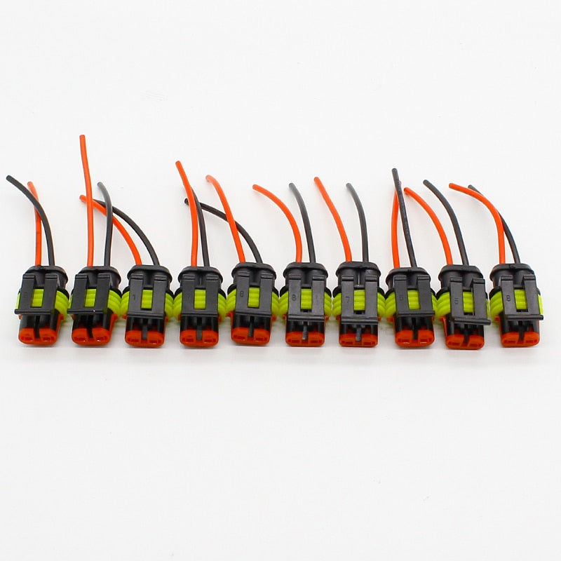 10pcs/lot 2 Pin Way Waterproof Electrical Connector Adapter Plug W/Wire AWG for Car Vehicle Motorcycles