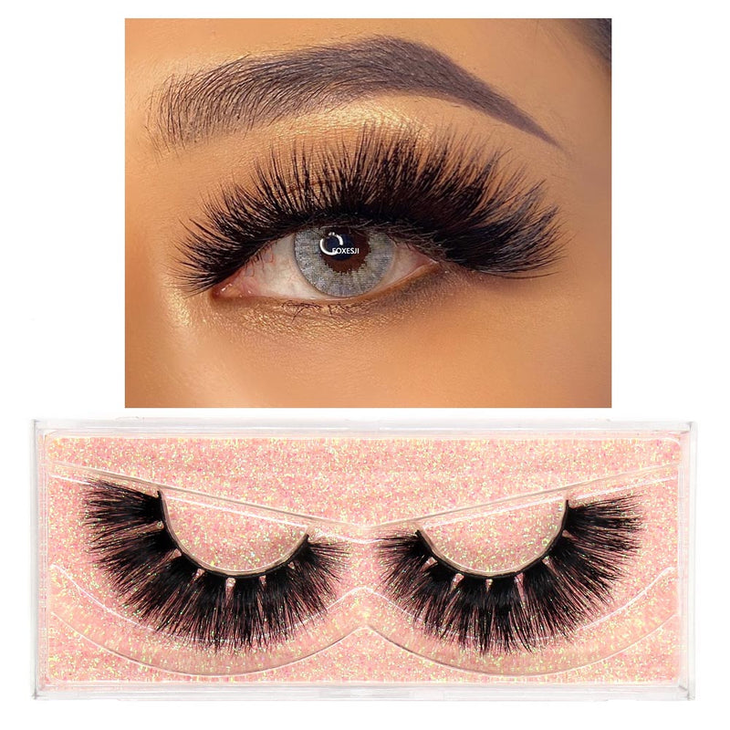 FOXESJI Makeup Eyelashes 3D Mink Lashes Fluffy Soft Wispy Natural Cross Lash Extension Reusable Fake Lashes Mink False Eyelashes