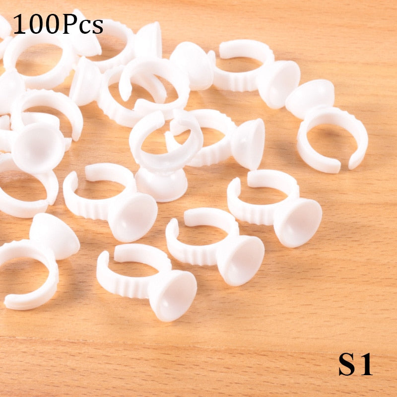 Wholesale 50/100Pcs Disposable Eyelash Glue Fan Cup Rings Holder  Container Tattoo Pigment Eyelash Extension Tools Lash Supplies