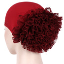 JTVOVO 2022 New Pure Color Milk Silk Pan Flower Hat Muslim Stretch Toe Cap Dubai Arab Women&