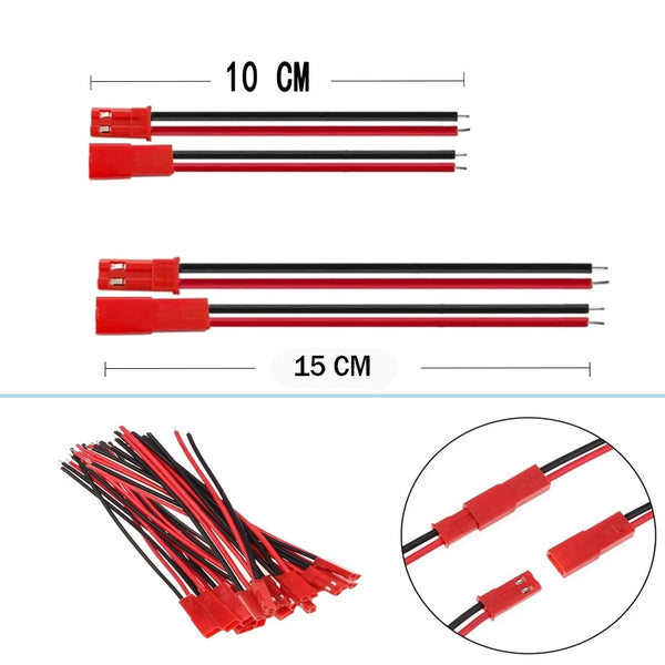 10Pairs 100mm 200mm 2 Pin JST Plug Connector Male+Female Plug Connector Cable Wire for RC Toys Battery LED Lamp