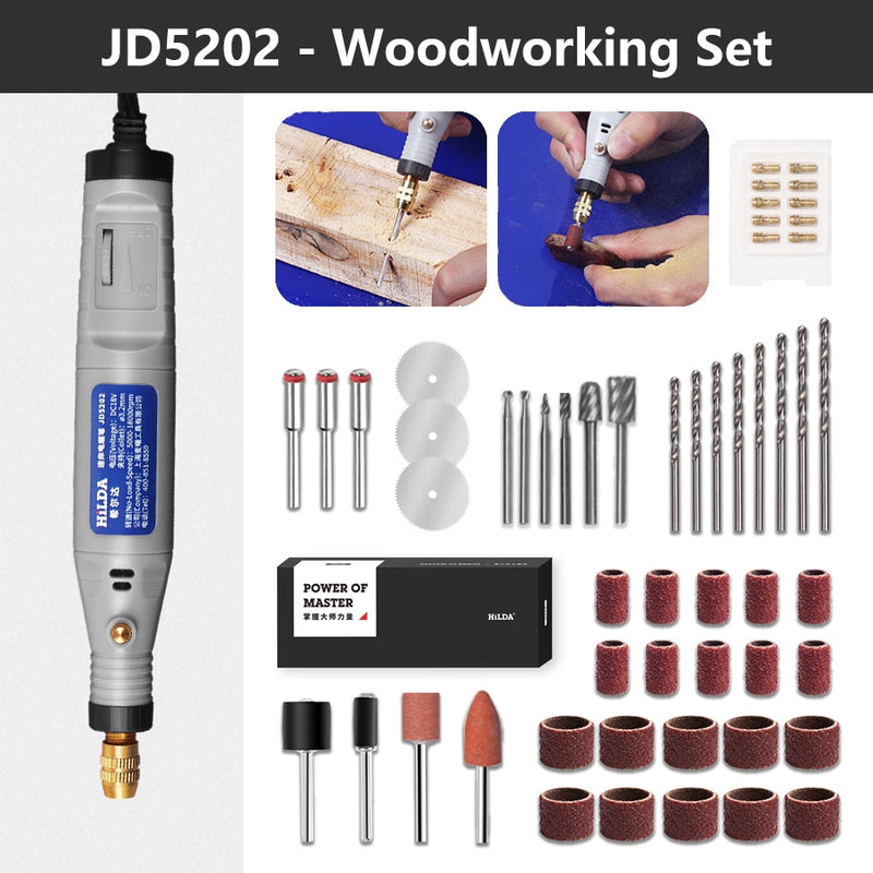 HILDA 18V Engraving Pen Mini Drill Rotary tool With Grinding Accessories Set Multifunction Mini Engraving Pen