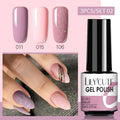 LILYCUTE 3 PCS Gel Nail Polish Set Nude Pink Glitter Sequins Matte Effect Gel Long Lasting Base Top Coat Nail Art Design Hybrid
