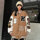 2021 street retro Letter embroidery baseball uniform cotton bomber jacket women winter loose all-match casual thickened jacket