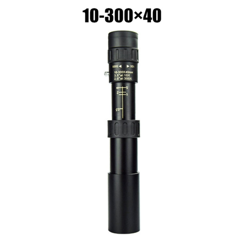 10-300x40 Metal Monocular HD Zoom Telescope Portable Telescope Powerful Binoculars with Tripod&amp;Phone Holder for Camping Travel