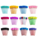 zwellbe Good Quality Disposable 50 Pcs/Pack Crystal Eyelash Makeup Brushes Eyebrow Brush Mascara Wands Eyelash Extension Tool