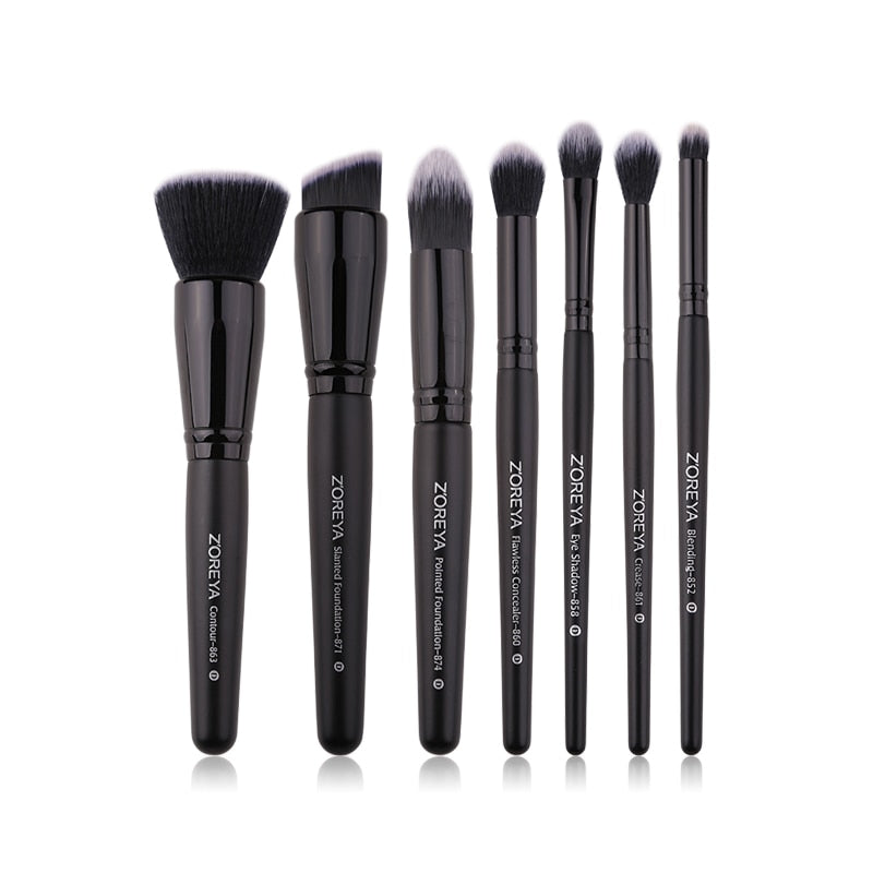 ZOREYA 7/15pcs Black Makeup Brushes Set Eye Shadow Powder Foundation Concealer Cosmetic Brush Makeup Blending Beauty Tools