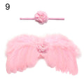 2pcs/set Cute Newborn Angel Feather Wings with Baby Girl Rose Flower Headband Hair Accessories for Infant Photography Props
