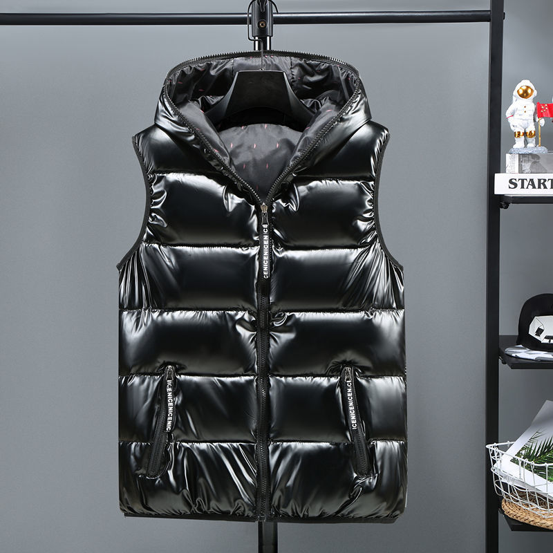 2022 New Women Winter Vests Hooded Short Bright Color Vest Cotton Padded Sleeveless Coat Female Waterproof Thick Waistcoat