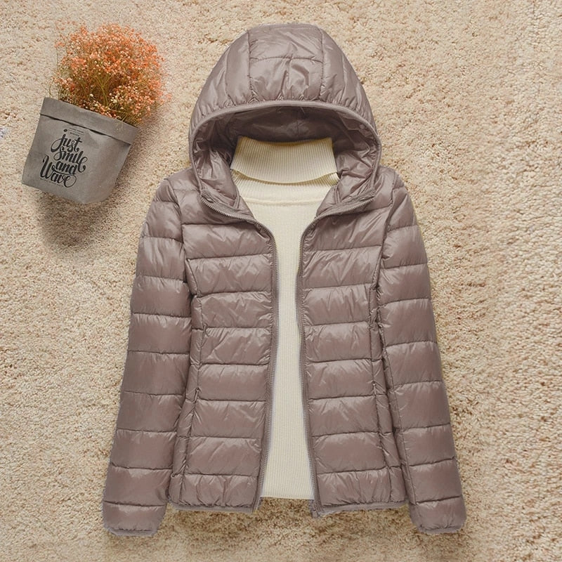 2021 New Women Thin Down Jacket White Duck Down Ultralight Jackets Autumn And Winter Warm Coats Portable Outwear