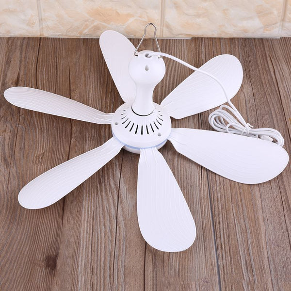Hanging Fan 4 Speed Adjustable 6 Leaves Ceiling Fan for Outdoor Activities USB Powered Fan Picnic Camping Bbq Supplies