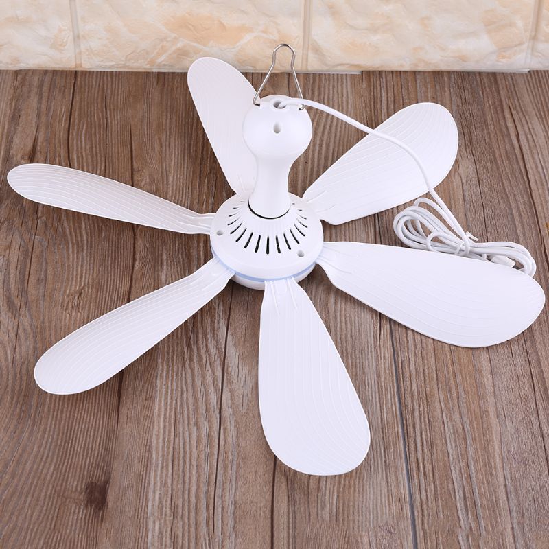 Hanging Fan 4 Speed Adjustable 6 Leaves Ceiling Fan for Outdoor Activities USB Powered Fan Picnic Camping Bbq Supplies