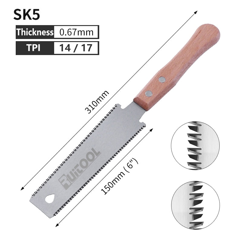 Ryoba Japanese Saw 3-Edge Tooth Pull Saws Flexible Flush Cut Hand Saw for Tenon Wood Fine Cutting Woodworking