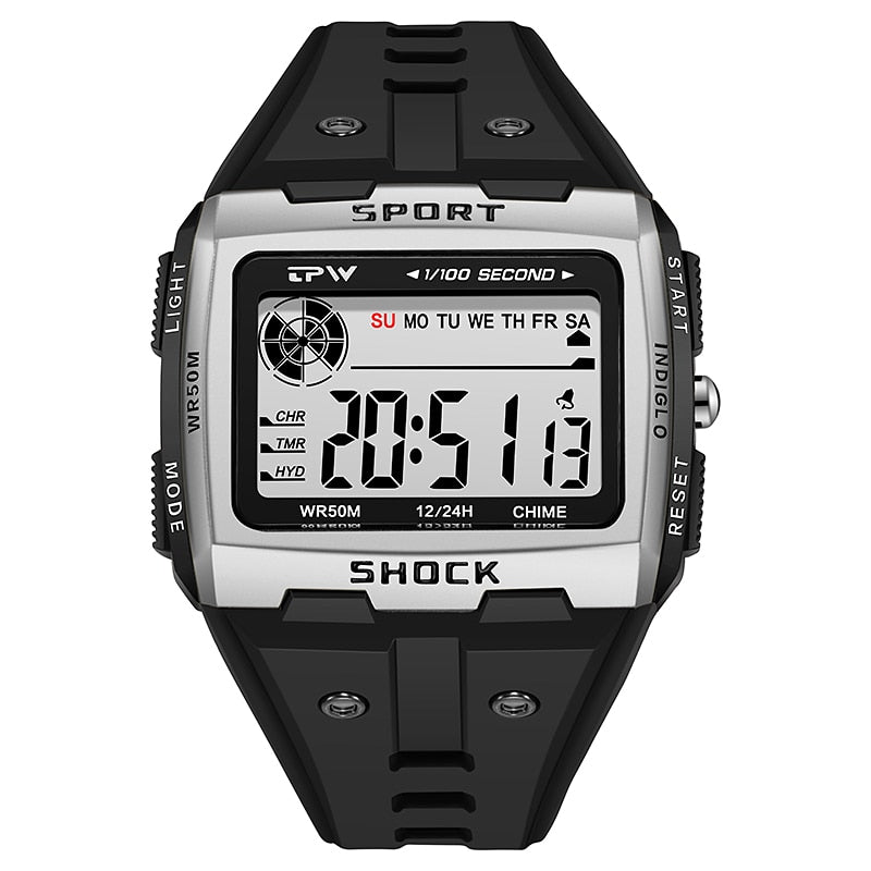 Big Numbers Easy to Read 5ATM Water Resistant Men Digital Watch Outdoor Sport