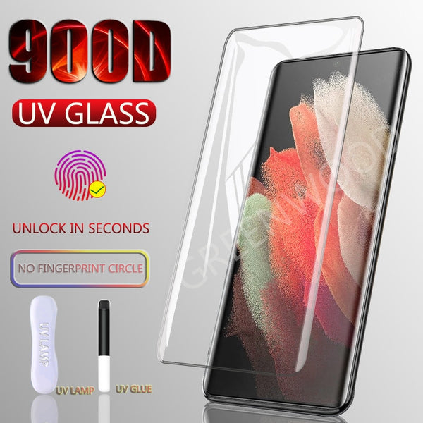 900D UV Tempered Glass For Samsung Galaxy S21 Plus Ultra S22 Screen Protector Note 20 10 9 8 Plus S10E S20 5G S 21 5G S10+ Film