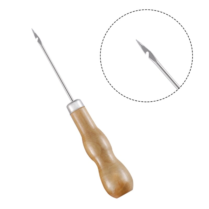 3PCS/SET Wooden Handle Sewing Awl Hand Stitcher Leathe Punch Tool DIY Shoe Repair Hook Tool Leather accessories