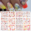 12 Designs Nail Stickers Set Mixed Floral Geometric Nail Art Water Transfer Decals Sliders Flower Leaves Manicures Decoration