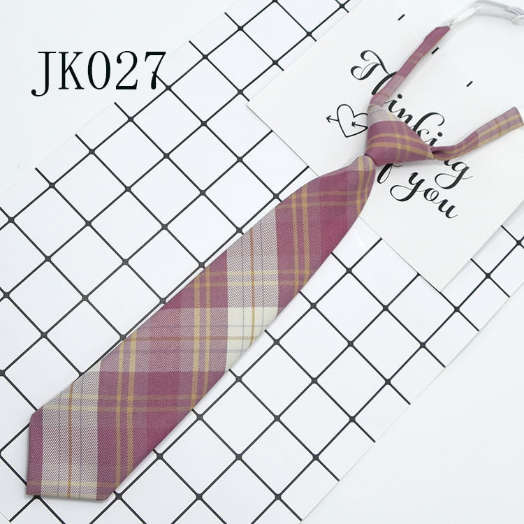 Lazy JK Ties Women Plaid Neck Tie Girls Japanese Style for Jk Uniform Cute Necktie Plaid Uniform School Accessories
