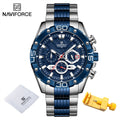NAVIFORCE Watches For Men 2022 Luxury Original Classic Quartz Clock Analog Chronograph Sports Waterproof Steel Band Wrist Watch
