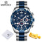 NAVIFORCE Watches For Men 2022 Luxury Original Classic Quartz Clock Analog Chronograph Sports Waterproof Steel Band Wrist Watch