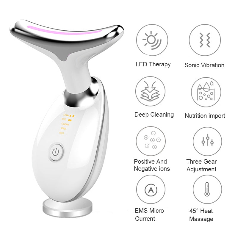Neck Face Beauty Device LED Photon Therapy Skin Tighten Reduce Double Chin Anti Wrinkle Remove  Lifting Massager Skin Care Tools