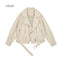 FTLZZ 2022 New Spring Women Pu Leather Motorcycle Jacket Female With Belt Solid Color Jackets Ladys Loose Casual Jacket