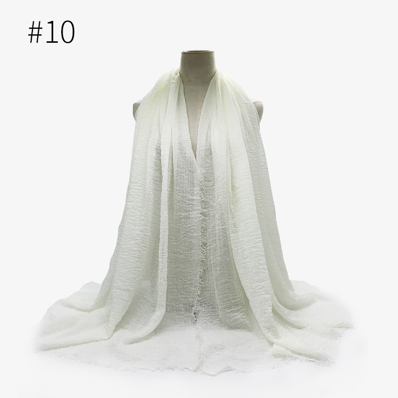180X95CM Women Classic Muslim Crinkle Hijab Scarf Soft Cotton Head Scarves Turban Shawls Wraps Islamic Headband Femme Musulman