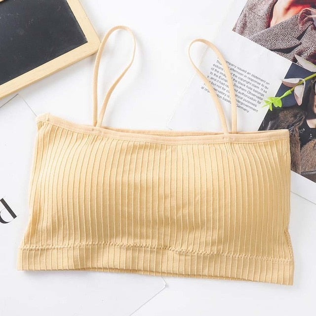 Fashion Women Sling Tube Top Sexy Bra Top Breathable Chest Pad Wearing Underwear Seamless Ice Silk Breast Wrap Lingerie Female
