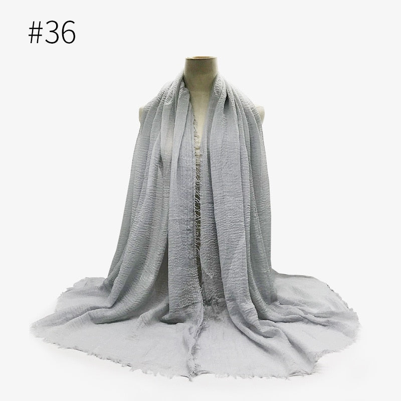 180X95CM Women Classic Muslim Crinkle Hijab Scarf Soft Cotton Head Scarves Turban Shawls Wraps Islamic Headband Femme Musulman