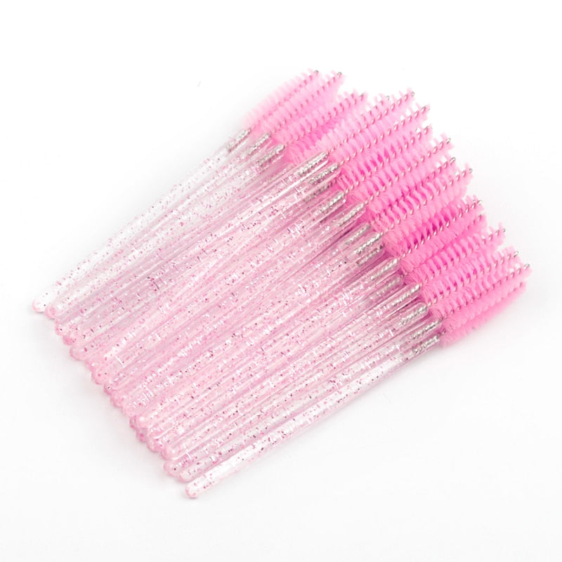 5/50pcs Disposable Brush Crystal Eyelash/Eyebrow Makeup Brush Diamond Handle Mascara Wands Eyelash Extension Tool maquiagem