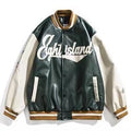 American retro letter embroidery leather jackets coats women&#39;s 2021 new street trend all-match baseball uniform couple loose top