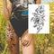 Sexy Flower Temporary Tattoos For Women Body Art Painting Arm Legs Tattoos Sticker Realistic Fake Black Rose Waterproof Tattoos