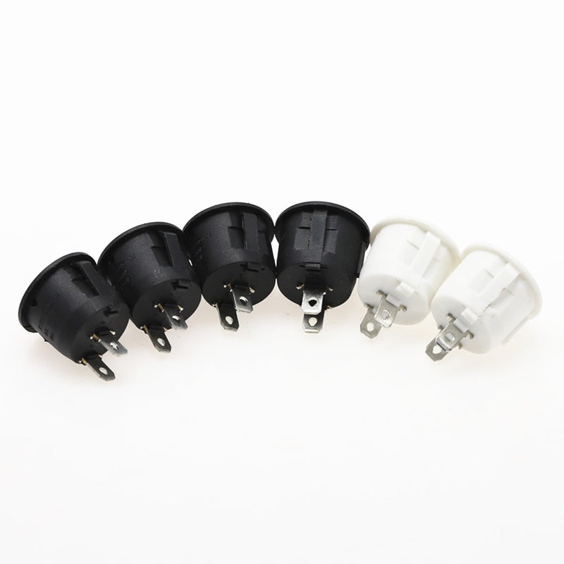 6Pcs 20mm Diameter Round Rocker Switches Black Mini Round Black White Red 2 Pin ON-OFF Rocker Switch KCD1-105