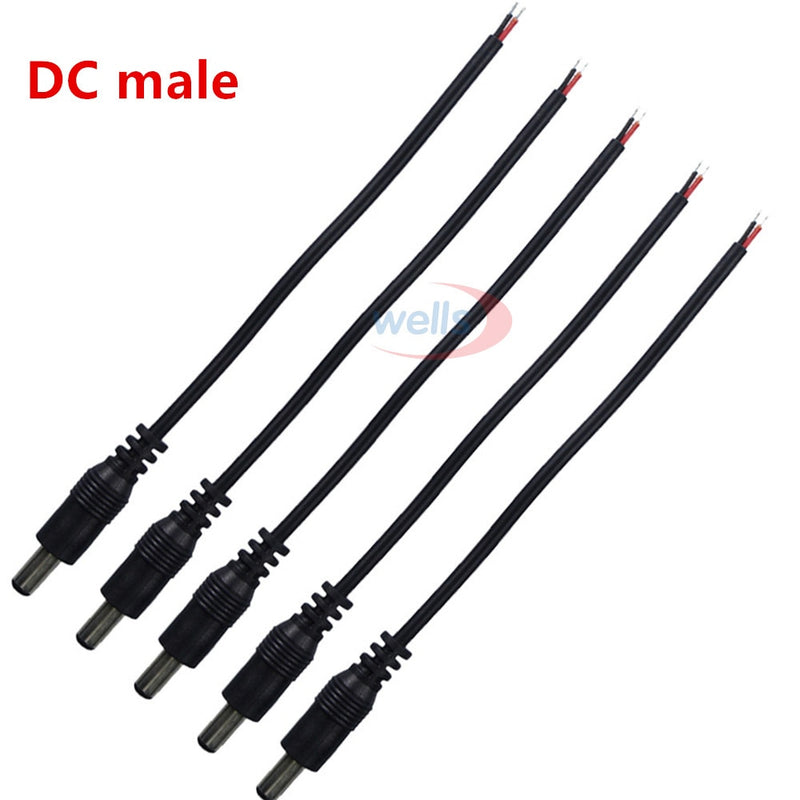 LED Male Female Adapter DC Connector 12V DC Power Plug 5.5X2.1mm For 5050 3528 LED strip light
