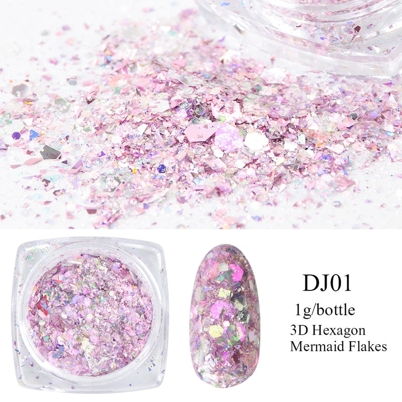 Crystal Fire Opal Flakes Nail Sequins Purple Holographic Glitter DIY Chrome Powder for Spring Nails Manicure Paillettes GL1857