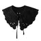 Royal Style Cotton Fake Collar Shawl Wrap Hollow Out Floral Lace Ruffled Trim Necklace Pointed Triangle Lapel Blouse