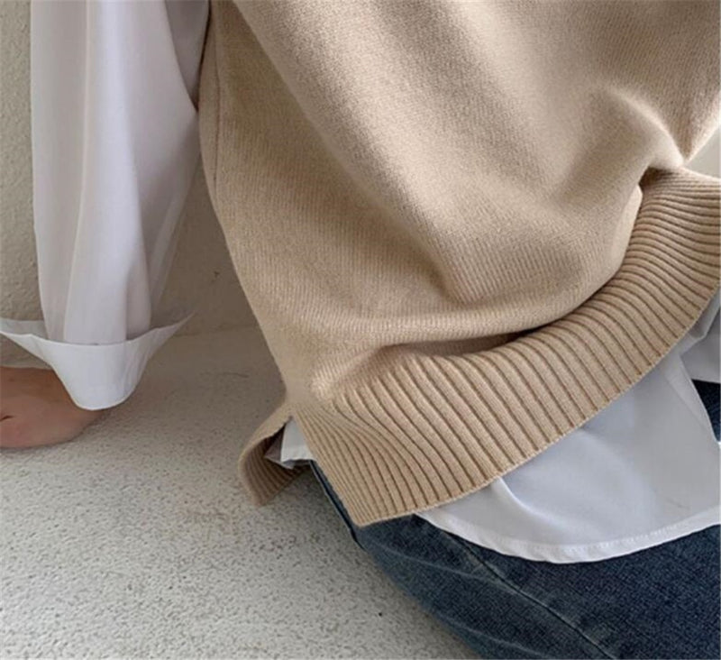 Fashion Autumn Winter Sleeveless Sweaters Vest Women V-neck Solid Simple Slim All-match Casual Korean Style Teens Sweater Tops