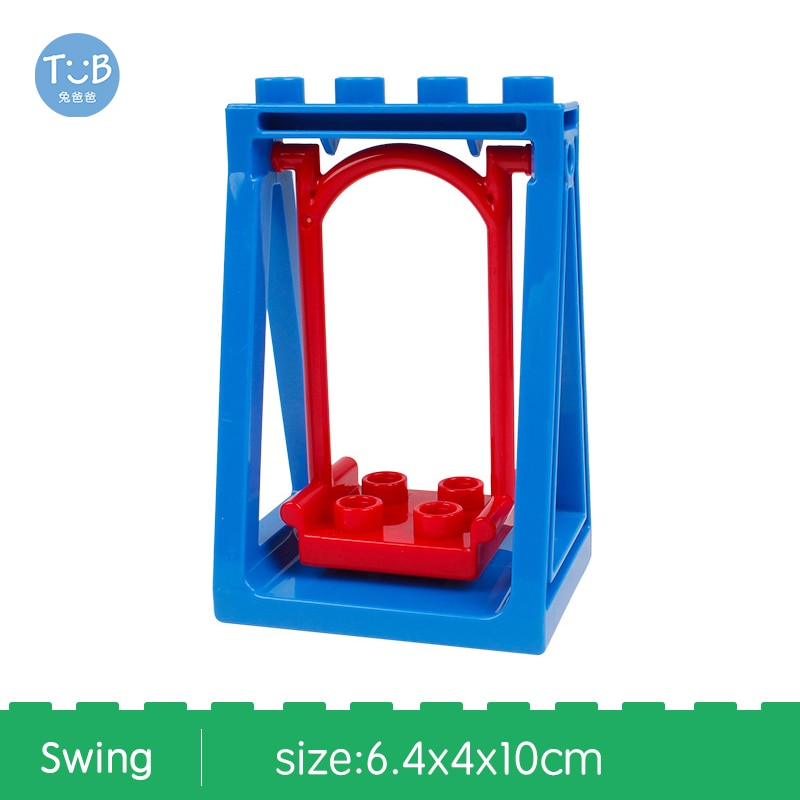 Blocks Amusement Park Accessory Slide Ladder Swing Seesaw Carousel Big Large-particle City Building Children&