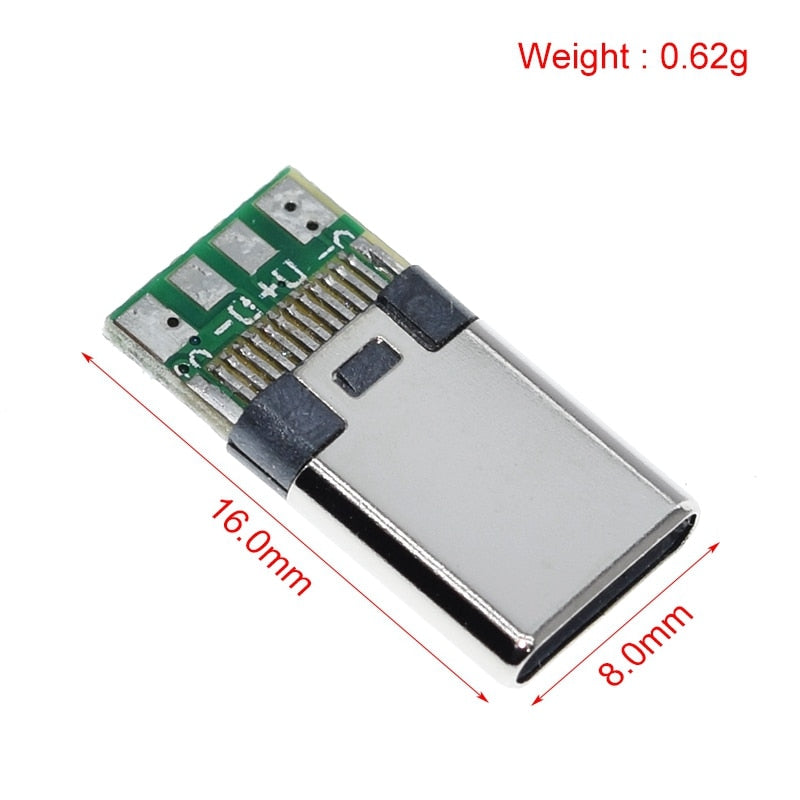 10PCS USB 3.1 Type-C Connector 12 24 Pins Female/Male Socket Receptacle Adapter to Solder Wire &amp; Cable 24 Pins Support PCB Board