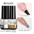 LILYCUTE 3 PCS Gel Nail Polish Set Nude Pink Glitter Sequins Matte Effect Gel Long Lasting Base Top Coat Nail Art Design Hybrid