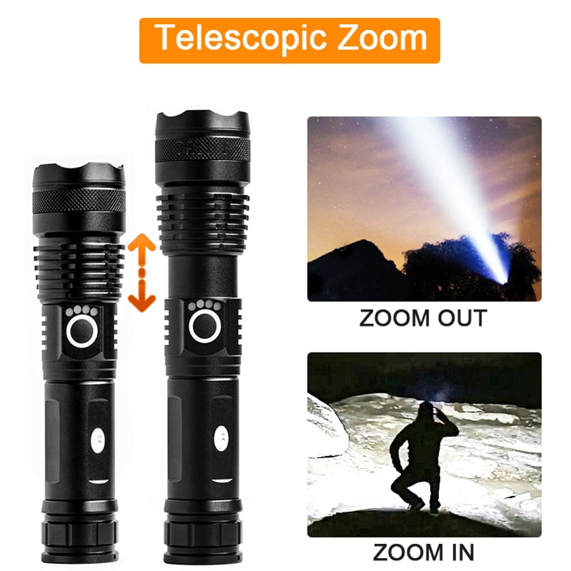 Drop Shipping xhp50.3most powerful flashlight 5 Modes usb Zoom led torch xhp50 18650 or 26650 battery Best Camping, Outdoor