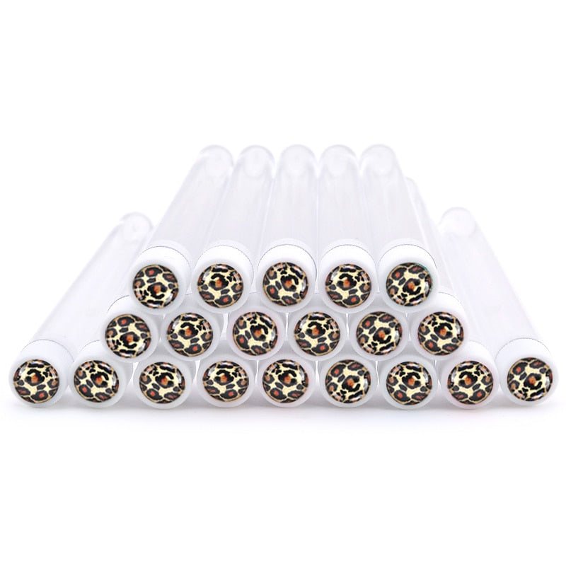 20pc Reusable Eyebrow Brush Tube Leopard Serpentine Diamond Flask Mascara Wand Dust-proof Eyelash Extension Supplies Makeup Tool