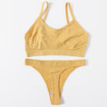 Sexy Women Bra Set Seamless Bra and Pantys Set Sexy Lingerie Set Rib Crop Top Female Brassiere Low Wasit Thong Fitness Underwear